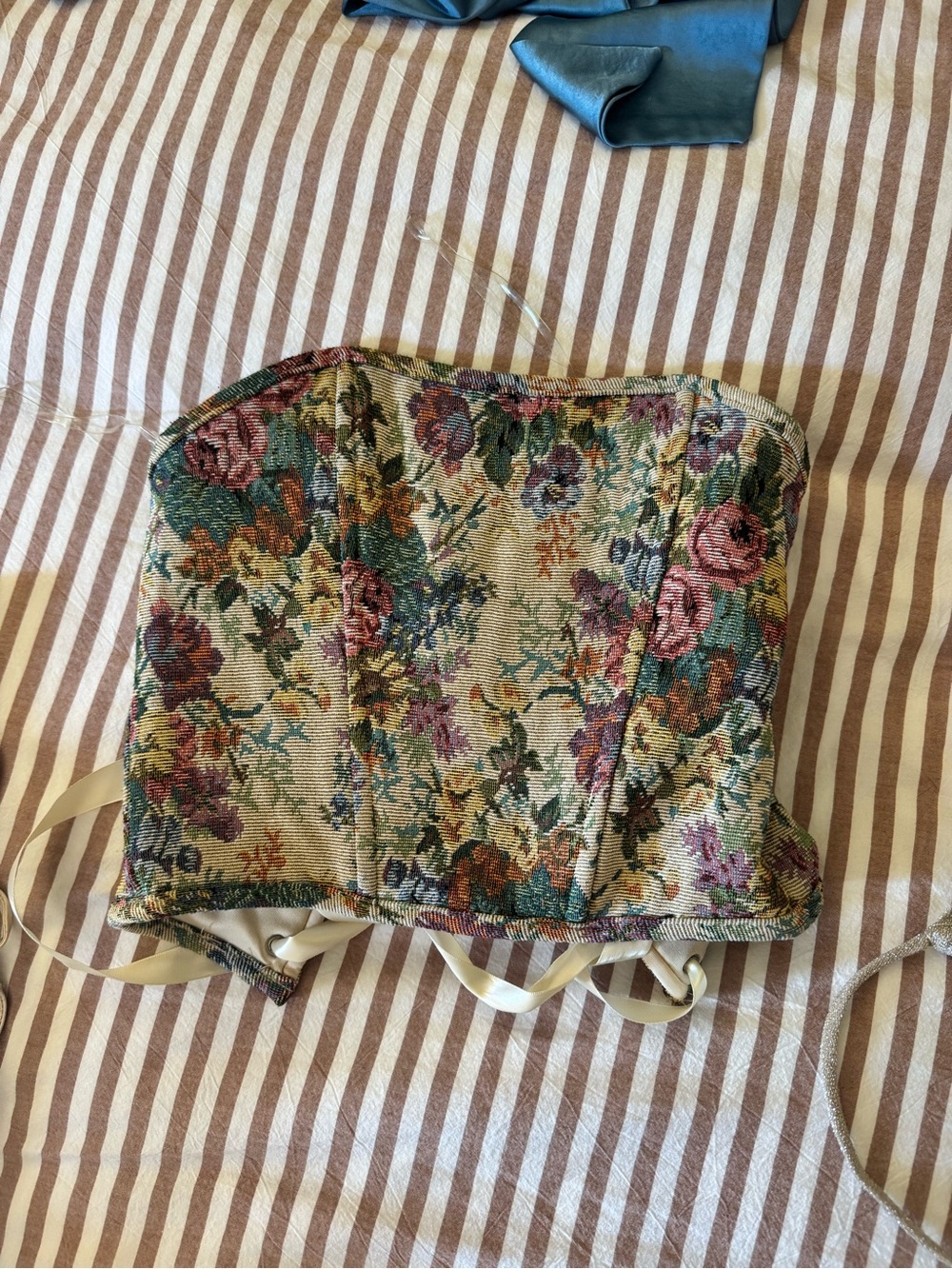 Princess Polly Cream Lined Floral Tapestry Bustier